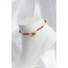 Kırmızı Renk Boncuklu Nazarlı Göz Figürlü Halhal