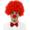 Kırmızı Renk Kıvırcık Afro Bonus Peruk Takma Saç ve Kırmızı Burun Seti