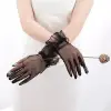 Kısa Boy Likralı Güpürlü Yetişkin Tül Eldiven Siyah