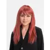 Kızıl Renk Düz Kesim Uzun Parti Peruğu Takma Saç