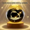 Lazer İşlemeli Yunus Kristal Küre Sıcak Işıklı Ahşap Standlı