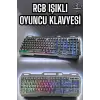 Led Işıklı Oyuncu Klavye Usb Girişli RGB Işıklı Q Klavye Mouse Hediyeli