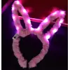 Led Işıklı Peluş Pofuduk Tavşan Kulak Tavşan Taç Pembe 17X23 cm