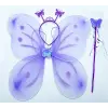 Lila Mor Kelebek Kız Seti – 50 cm Kelebek Kanadı, Taç ve Asa