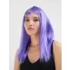 Lila Renk Uzun Düz Parti Peruğu