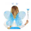 Mavi Kelebek Erkek-Kız Seti – 50 cm Kelebek Kanadı, Taç ve Asa