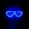 Mavi Led Işıklı Parti Gözlüğü - Neon Glow Şerit Gözlük 3 Modlu