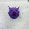 Mor Renk 3D Kurt Başı Duvar Dekoru Asılabilir Maskot Heykel 25x19 cm