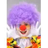 Mor Renk Kıvırcık Afro Bonus Peruk Takma Saç ve Kırmızı Burun Seti