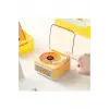 Nostalji Mini Plak Görünümlü Radyolu Bluetooth Hoparlör 3d Ses Dalgası Retro Müzik Plak Sarı