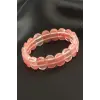 Oval Kesim Pembe Kuvars Doğaltaşlı Bileklik