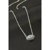 Oval Zirkon Taşlı Kolye