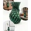 Parlak Yeşil Spiral 3D Baskı Vazo Şık Modern Dekoratif Obje