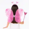 Pembe Kelebek Kız Seti – 50 cm Kelebek Kanadı, Taç ve Asa