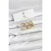 Pirinç Gold Renk Zirkon Taşlı Halka Yılan Model YSX Trio Küpe Seti