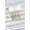 Pirinç Gold Renk Zirkon Taşlı Vintage Model YSX Trio Küpe Seti