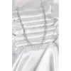 Pirinç Gümüş Renk Saçaklı Model Kadın Kolye