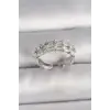 Pirinç Gümüş Renk Zirkon Taşlı Ayarlanabilir Yüzük