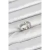 Pirinç Gümüş Renk Zirkon Taşlı Kutup Yıldızı Model Kadın Yüzük