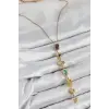 Pirinç Renkli Zirkon Taşlı Model Gold Renk 7 Element Kadın Y Kolye