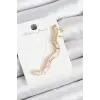 Pirinç Su Yolu Model Gold Renk Sağ Kıkırdak Küpe