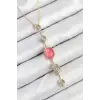 Pirinç Zincir Pembe Gold Renk Zirkon Taşlı Y Kolye