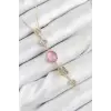 Pirinç Zincir Pembe Gold Renk Zirkon Taşlı Y Kolye
