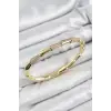 Pirinç Zirkon Taşlı Kemik Model Gold Renk Vip Kadın Bileklik