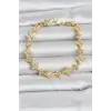 Pirinç Zirkon Taşlı Yonca Model Gold Renk Kadın Bileklik