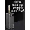 Powerbank 60.000 Mah Hızlı Şarj 4 Çıkışlı Uzun Şarj Süreli Dijital Göstergeli