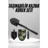 Pusulalı Katlanabilen Portatif Çantalı Mini Kazma Kürek Seti