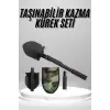 Pusulalı Katlanabilen Portatif Çantalı Mini Kazma Kürek Seti