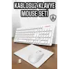 Q Klavye Beyaz Klavye Ve Mouse Seti Kablosuz USB Girişli