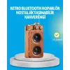 Retro Bluetooth Hoparlör Ahşap Görünümlü 5w Çift Stereo Ses