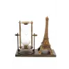 Retro Eyfel Kulesi Ve Kum Saati Dekoratif Ahşap Görünümlü Masa Biblosu