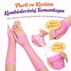 Retro Neon Pembe File Parmaksız Eldiven 26 cm