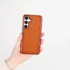 Samsung Galaxy S25 Uyumlu, Hakiki Deri, El Yapımı Arka Kapak, Gölgeli Taba