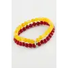 Sarı Kırmızı Doğaltaş Bileklik 6 mm