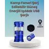 Şarj Edilebilir Güneş Enerjili Kızaklı Kamp Feneri – USB Çıkışlı, Katlanabilir, Dayanıklı ve Çok Fonksiyonlu