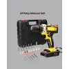Şarjlı Darbeli Matkap Seti – 2 Bataryalı, 24W Güç, 24 Parça Aksesuar, LED Işıklı