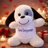 Seni Seviyorum Tişörtlü Sevimli Benekli Peluş Köpek