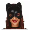 Siyah Deri Görünümlü Kedi Maskesi – Cosplay & Maskeli Balo