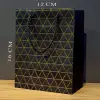 Siyah Geometrik Desenli Mini Boy Karton Hediye Çantası