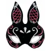 Siyah Renk Kırmızı Beyaz Simli Siyah Süet Kaplama Tavşan Maskesi 18x16 cm