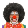 Siyah Renk Kıvırcık Afro Bonus Peruk Saç ve Kırmızı Sünger Burun Seti