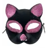 Siyah Renk Pembe Simli Kedi Maskesi