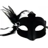 Siyah Süet Tüylü Beyaz İncili Parti Maskesi