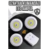Spot Lamba Led Işık 3lü Uzaktan Kumandalı Pilli Yapışkanlı Kablosuz