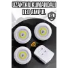Spot Lamba Led Işık 3lü Uzaktan Kumandalı Pilli Yapışkanlı Kablosuz