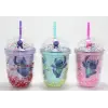 Stitch Figürlü Pipetli Kapaklı Kupa Bardak